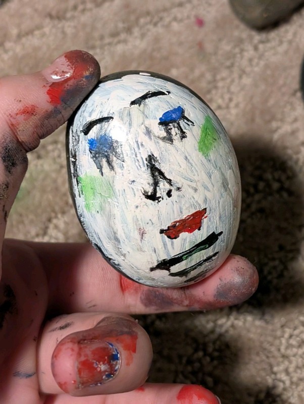 Hand Painted Stone Funny Home Decor Egg Makeup FairyCore Ugily