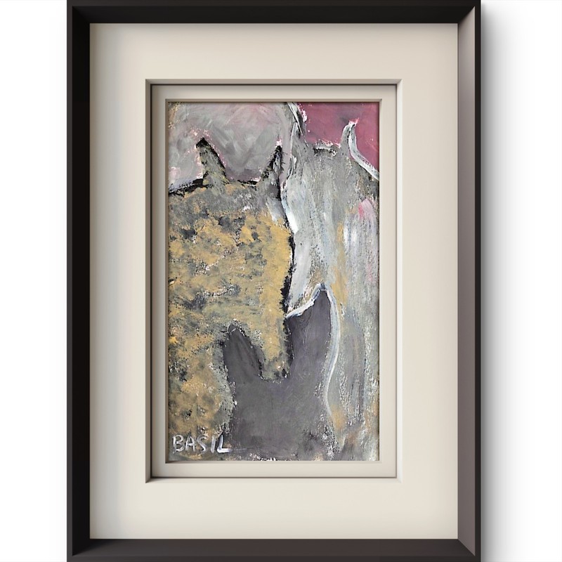 Two Horses Expressionism Acrylic Painting 11×14 Gallery Paper
