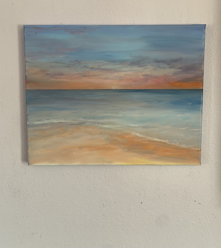 Colorful Seascape oil painting by Gina Vann new large 16 in. x 20 in. unframed gallery