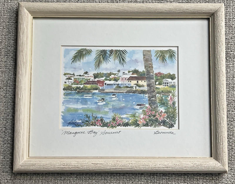 Joan Forbes Signed Watercolor Print Bermuda “Mangrove Bay” Somerset Framed