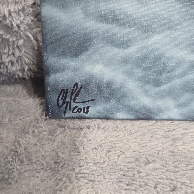CHAZLAKE Signed 2018 Abstract Moon Night Sky Mountain Canvas Painting Unframed gallery