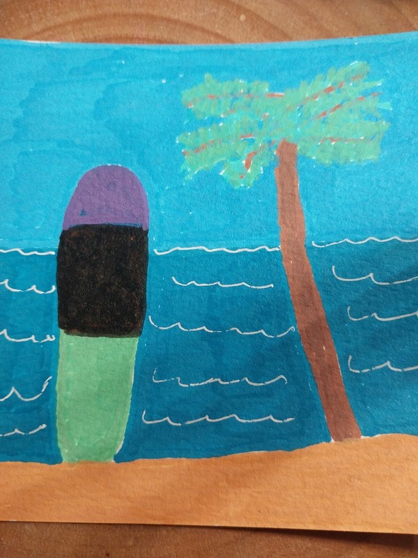 IMPRESSIONISM ORIGINAL PAINTING COLLECTIBLE SEA SCAPE SURF BOARD OCEAN ARTWORK