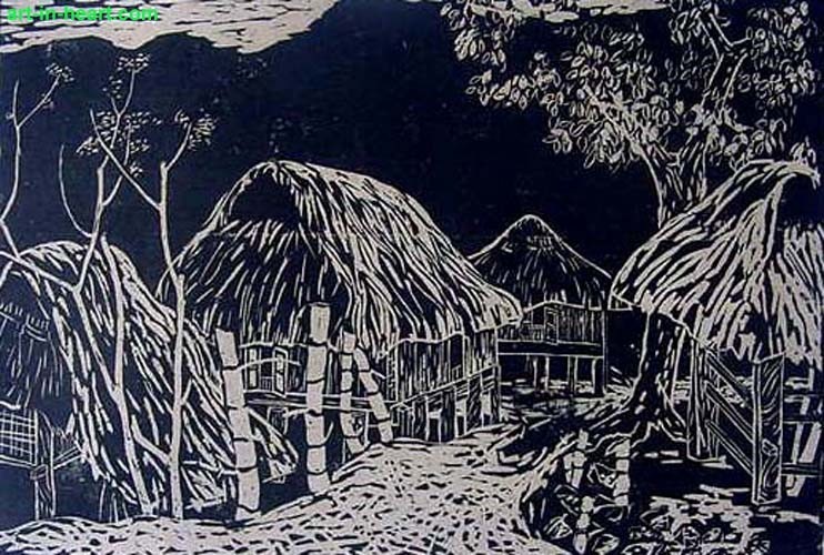 Le Quoc Viet Vietnamese countryside original Art In Heart Graphic painting