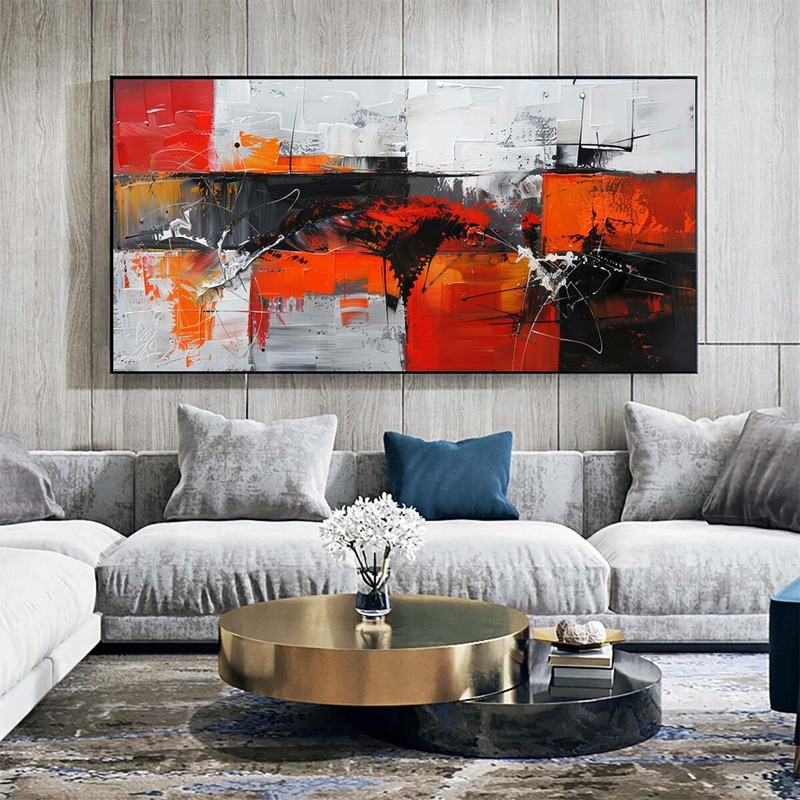 Red Handpainted Abstract Oil Paintings On Canvas Wall Art Picture Home Decor