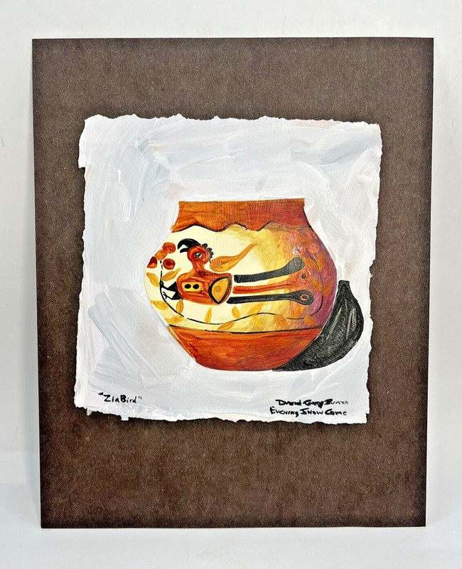 DAVID GARY SUAZO Zia Bird Evening Snow Comes ~Taos Pueblo Artist Original
