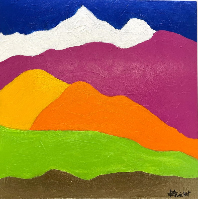 Block Mountain Study Original Abstract Acrylic Painting 12×12 Cradled Wood By Me