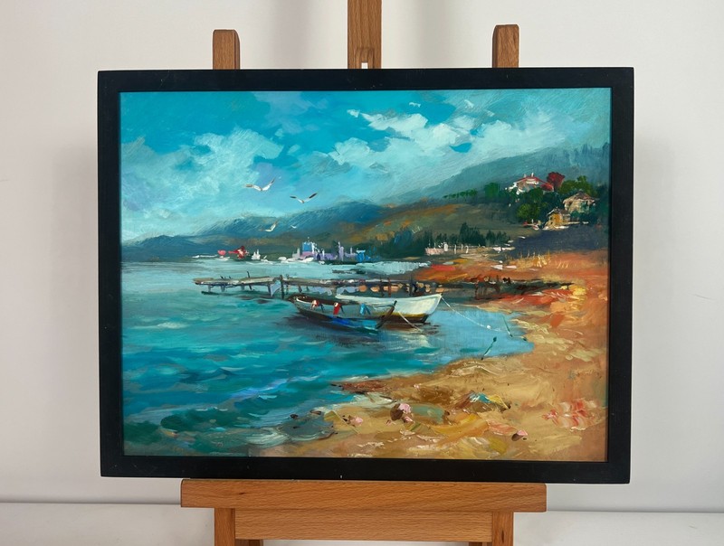 Oil Painting Hidden Corner By The Sea Y. Suprunchuk Landscape Mountain nAAA4450