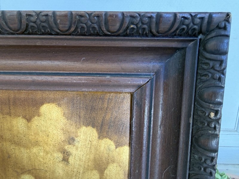 VTG Mid Century Spanish Gold Leaf Painting J Mate Seville Triana Bridge Framed gallery