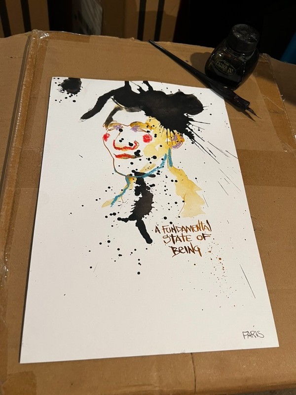 Original Ink Portrait Painting A4 Mixed Media Neo-Expressionism Signed COA #2 gallery