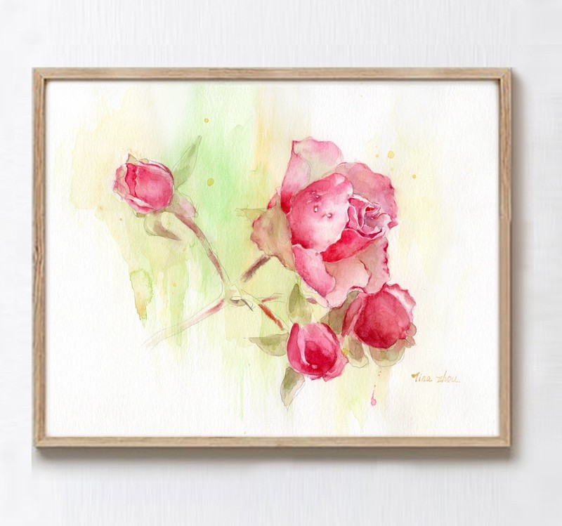 Original Watercolor Flower Painting, Hand Painted Flower Art ( 8×10 inches)