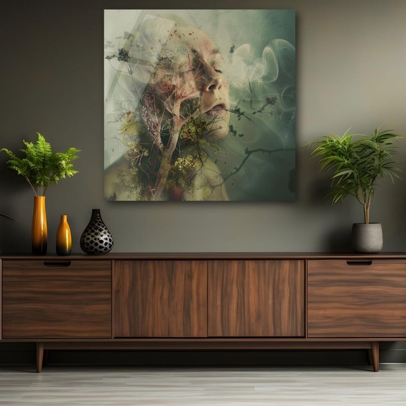 Acrylic Glass 3D Painting Ethereal Tree&Face Art UV Printed Modern Wall Decor gallery