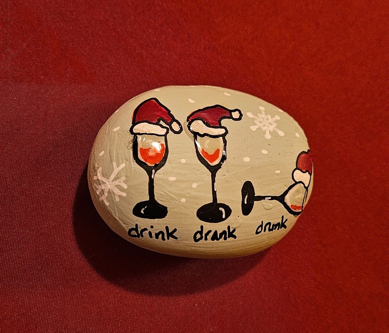 Holiday Wine Glass Painted Rock
