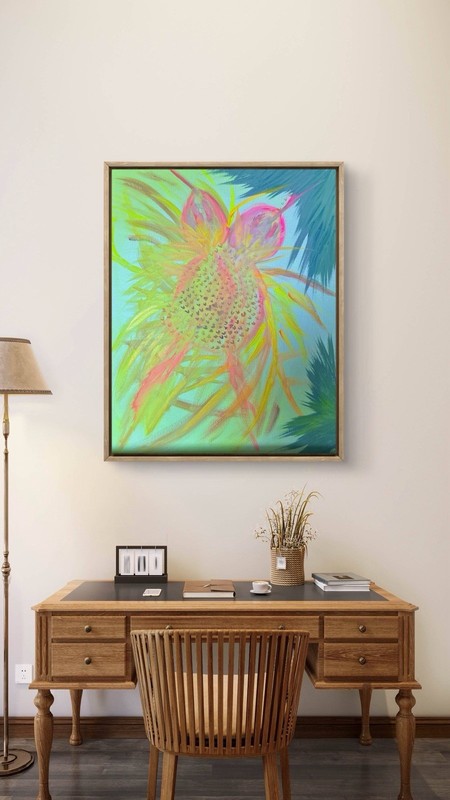 BLESSED#1518 Hummingbirds Sparring 20x16 Original Art Canvas Acrylic gallery