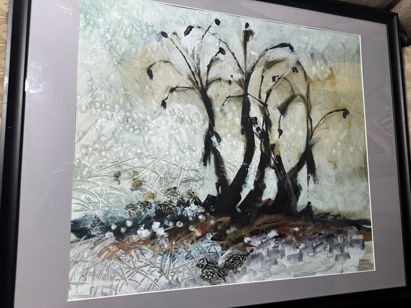 Shirley Clement (1922 - 2002) "Surreal Landscape" Watercolor/Gouache Painting gallery