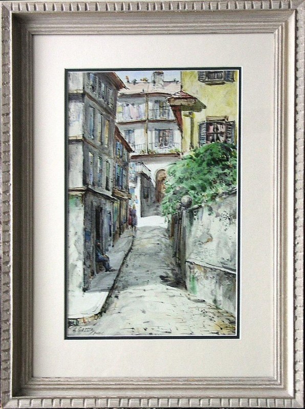 Large Henry Martin Gasser N.A. Watercolor – “Figures on a Paris Street”