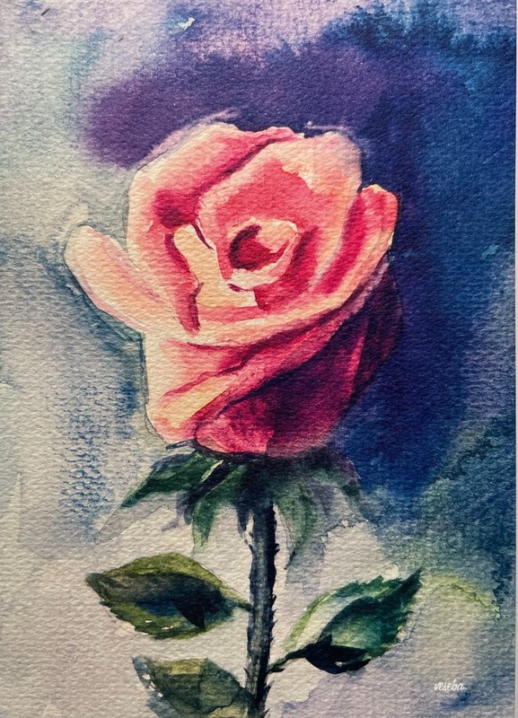 Art Print Watercolor Painting Flower Rose (5×7 inches) – NEW