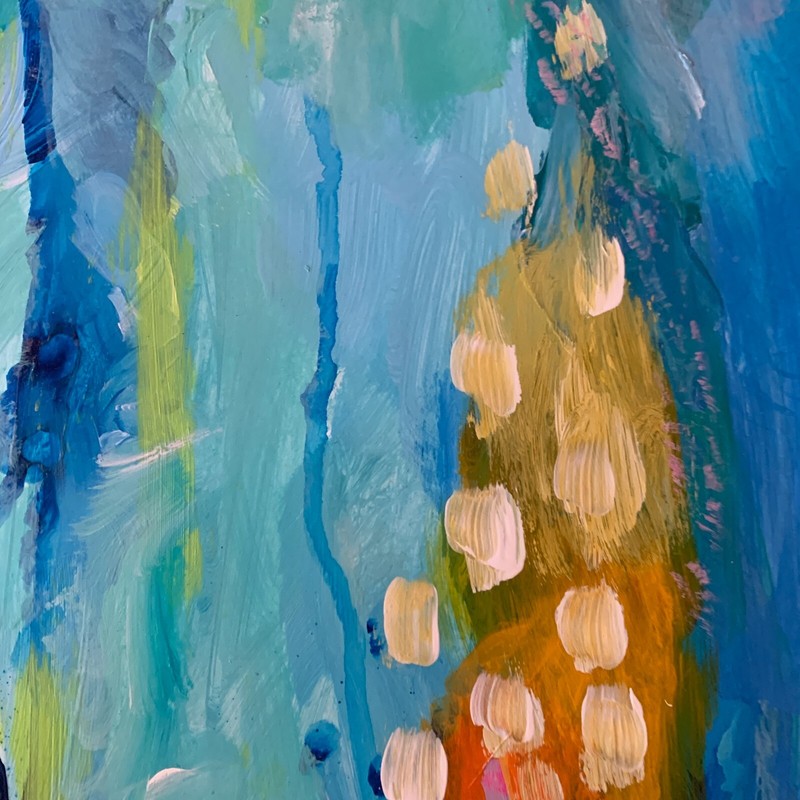 Original Abstract Art on Paper ~ Cheerful Bright Colorful Home Decor Acrylic #62 gallery