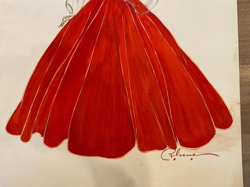 ORIGINAL COSTUME DESIGN SKETCHES PAINTING 1930’s / 1940’s Artist Signed Roleene gallery