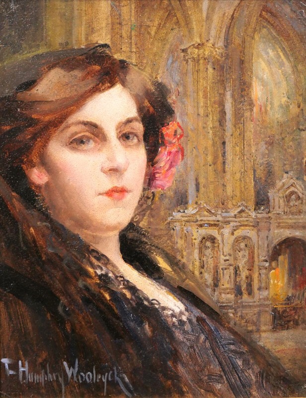 Francis Humphrey Woolrych Portrait Painting Woman Art Nouveau Impressionism