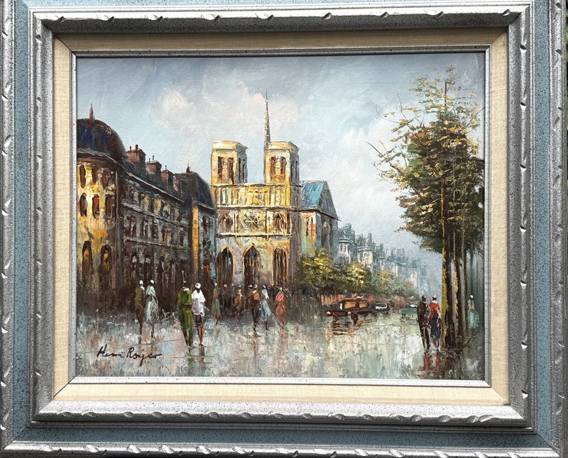 Henri Roger (French), Modern Impression. Orig. O/C «Notre-Dame de Paris», Signed