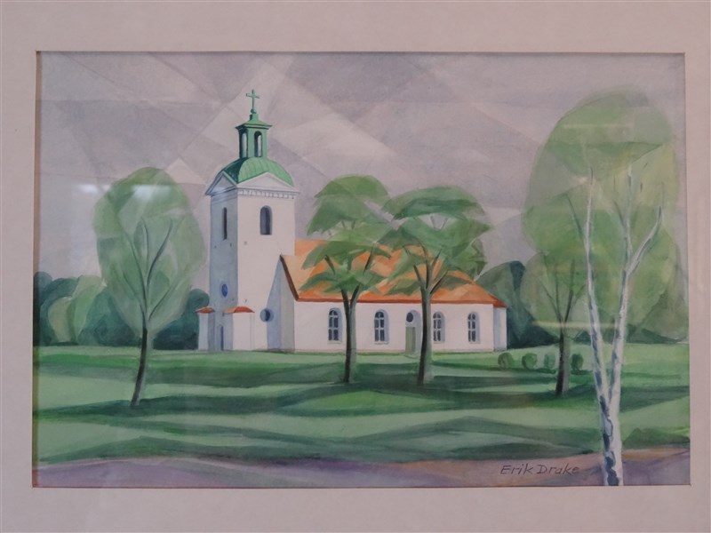 Original Watercolor Painting "White Church" by Erik Drake gallery
