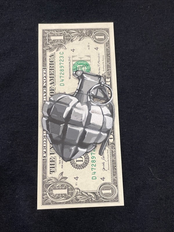 Heart Grenade Love 1 Dollar bill painting Tattoo Art Graffiti Art Street Art gallery