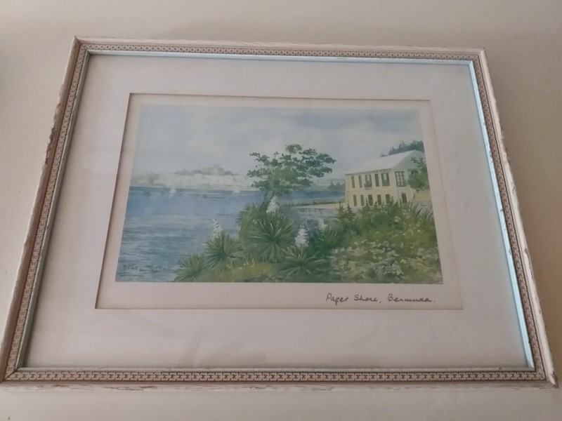 Set 1976 Ethel Tucker Red Hole Paget Shore Bermuda Framed Matted Watercolor ?Art gallery