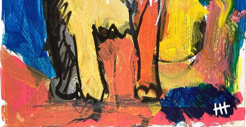 Hand Painted Neo Expressionist Cat Acrylic 11x14 Canvas Painting, Holly Hammond gallery