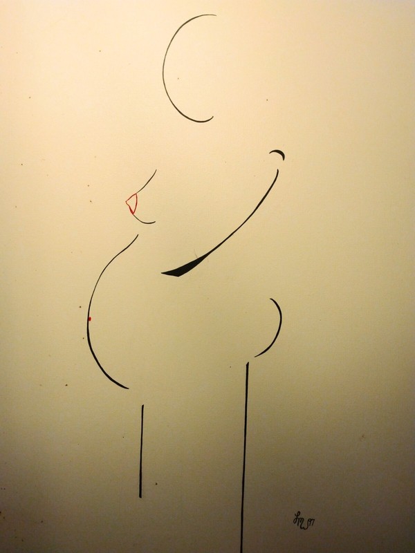 hildegarde Handsaeme Painting "Pregnant" Oil on Canvas Motherhood Woman Art. gallery