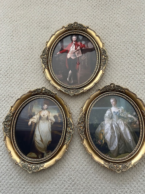 3 Framed Oval English Prints 12 x 10