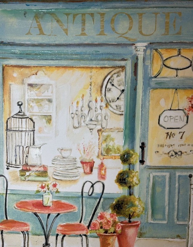Kathryn White Whimsical Italian Embellished Giclee Painting “Antique” 20”x16” gallery