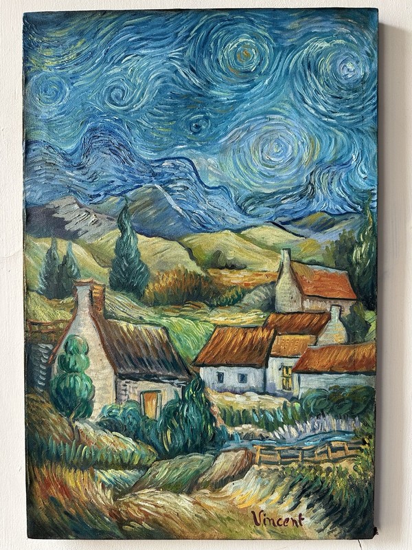 VINCENT VAN GOGH OIL ON CANVAS PAINTING SIGNED & SEALED MEASURES 60CM X 50CM