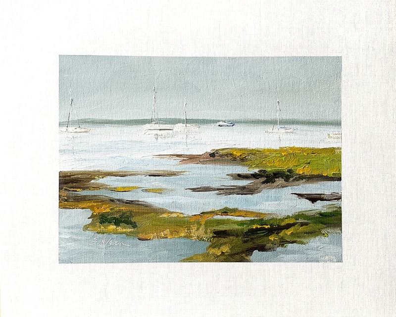 Framed 10x12 Original Oil Painting Seascape Sailboats Coastal New England Signed gallery