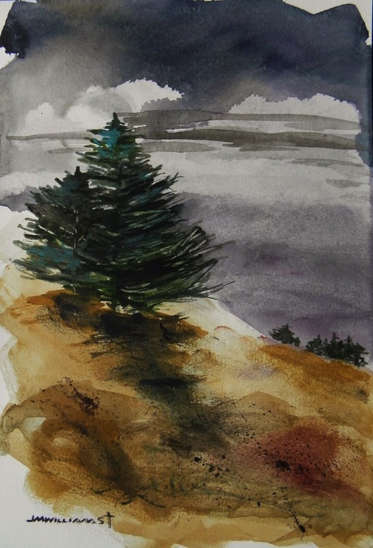 Original EVENING Landscape WATERCOLOR Painting JMW art John Williams