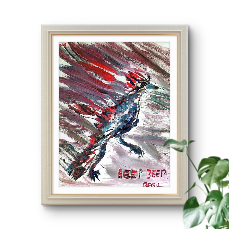 Roadrunner Unique Abstract Expressionism Wall Art Canvas Board 11x14 gallery