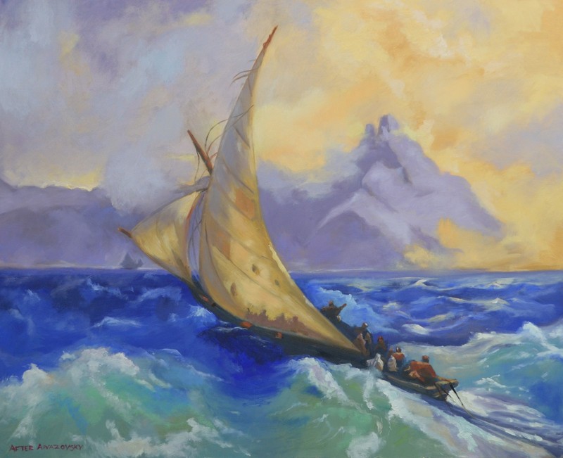 Master Study Oil Painting Ocean Impressionist Dramatic Sky Dramatic Art 22×27