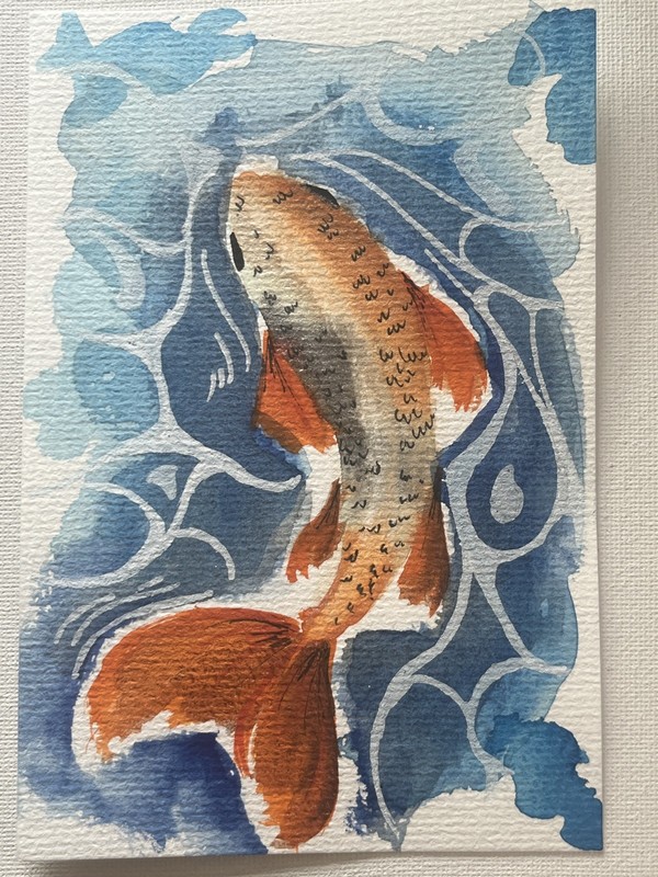 Original 4”x6” Artwork Koi Pond Fish Spot Shimmer Water by ShortbusExpress gallery