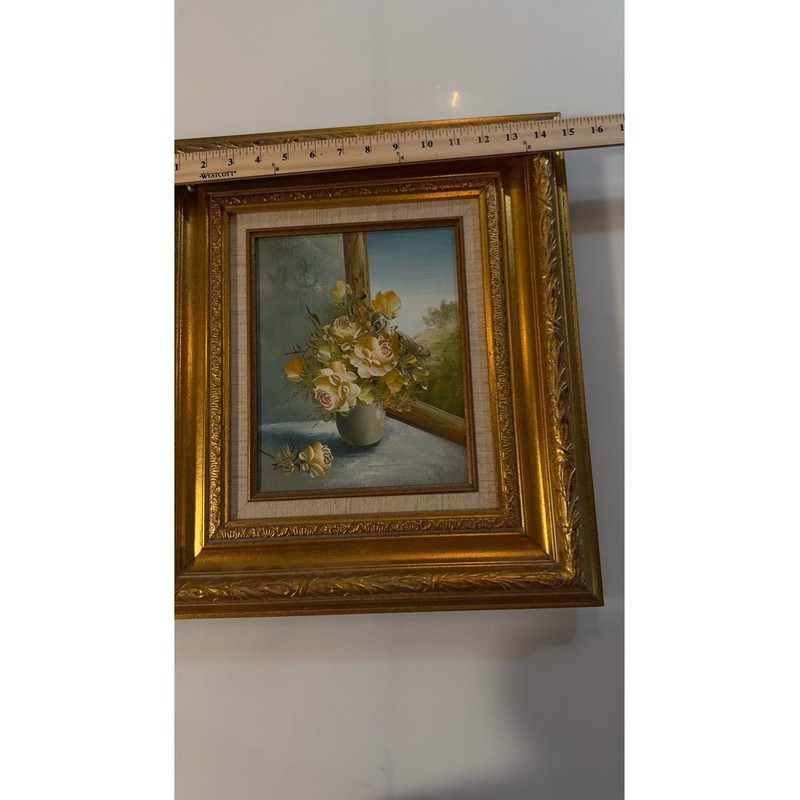 Artistic Interiors Inc Still Life Floral Scene Framed Oil Painting 1983