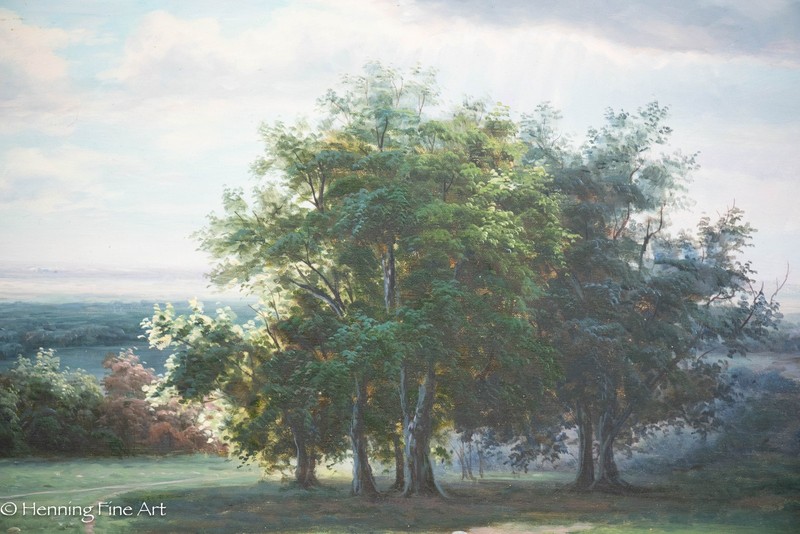 Stunning Landscape Painting of Vast Landscape Flowers & Distant Mountains 33x39" gallery