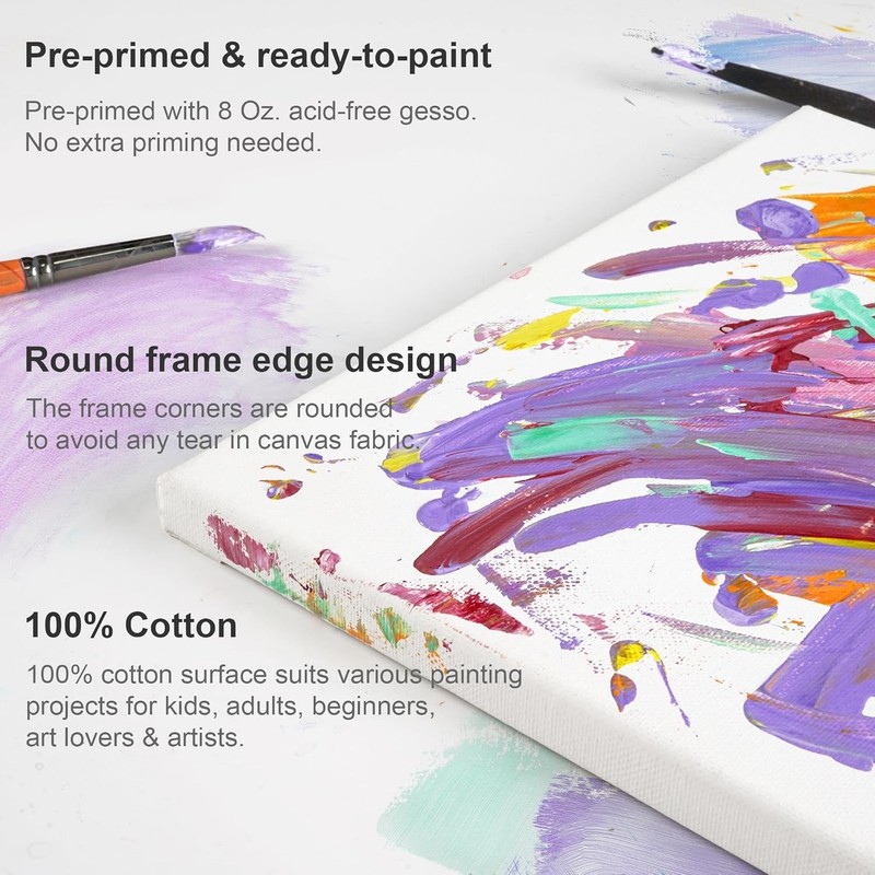 Pack of 7 6x8 Inch Cotton Stretched Canvases, Perfect for Oil & Acrylic gallery