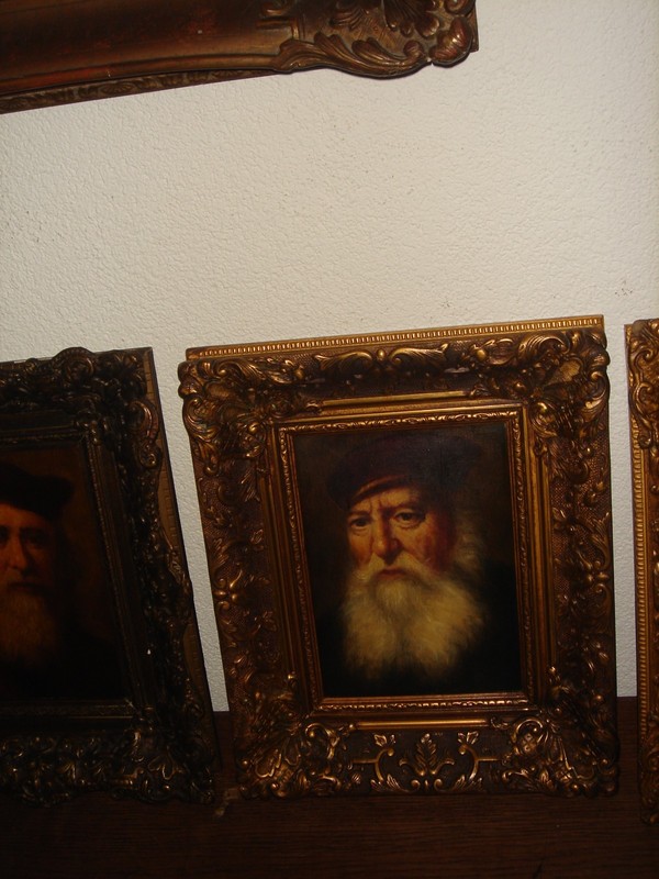 Antique oil painting, { Johannes Theuns, 1877- 1961, The Merchant - Rembrandt }. gallery