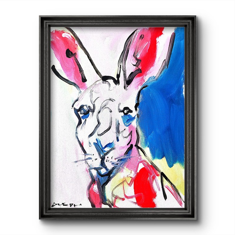 Aleph Hand Painted Textured Rabbit 11×14 Animal Acrylic Canvas Home Decor