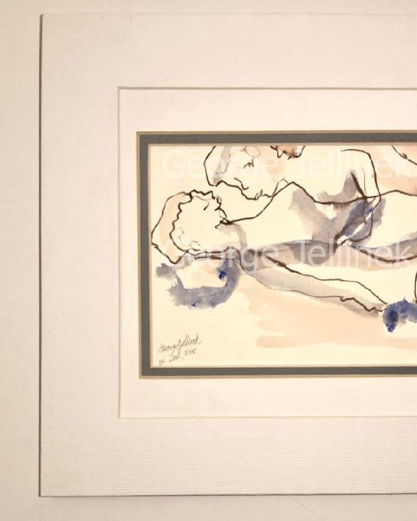 2000s Abstract Figurative Erotic Watercolor Painting George Jellinek New York gallery