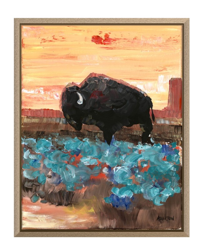 Atherton 11x14 Original Expressionism Acrylic Painting "Buffalo Sunset" signed