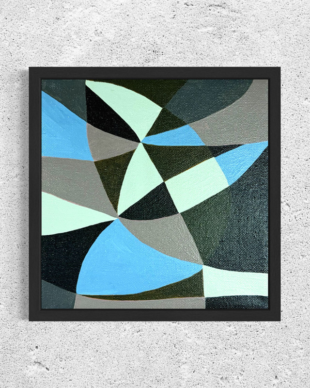 Original Abstract Mid Century Modern Acrylic Painting on Canvas 8×8 Wall Art