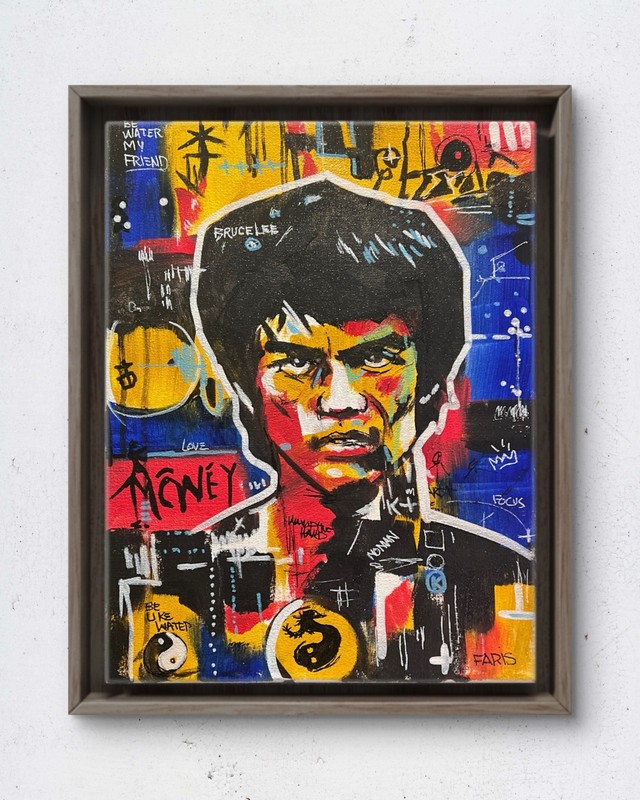 Faris Art-Bruce Lee-11×14 Neo Expressionism Original Artwork on Canvas