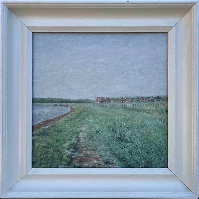 Impressionist Summer Coastal Landscape Oil Painting Denmark, Framed