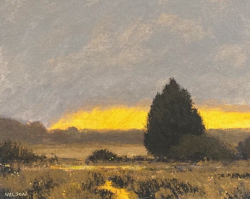 Coastal Marshland Creeks Dawn High Key Landscape Art Oil Painting East Coast
