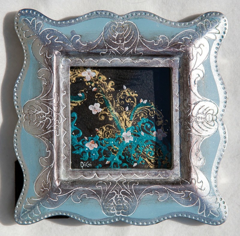 * DiGi MINI PAINTING * Original Artwork by DiGi in a Small Ornate Frame