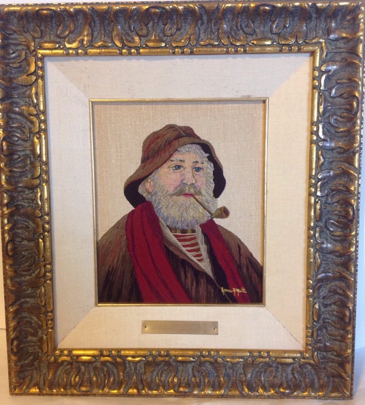 Canadian Anne Marie Matte Desrosiers Needlepoint Painting Fisherman Needle